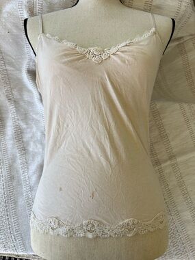 Express Lace Trim Beige Cami Tank Top